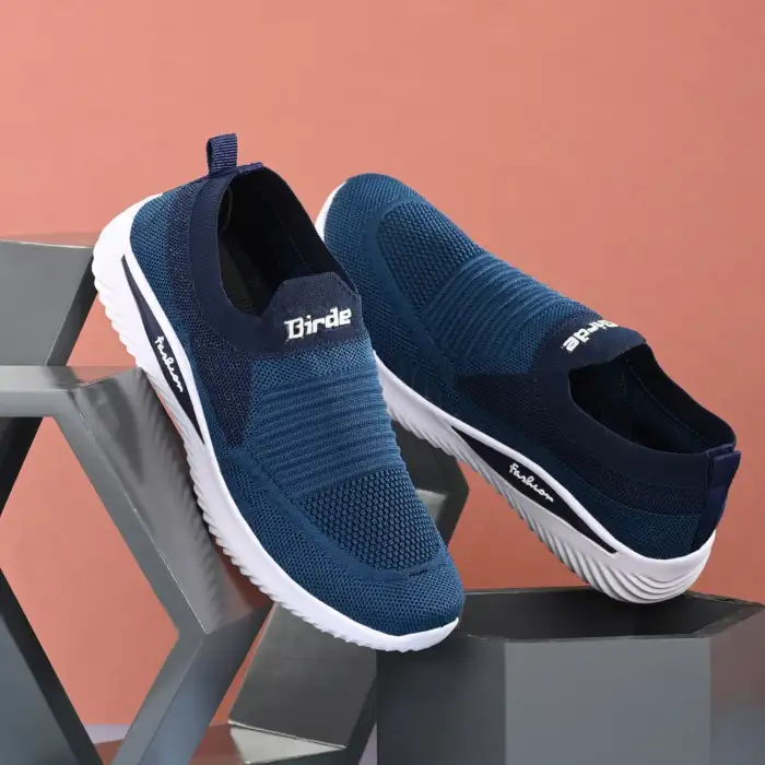 Birde Navy Mesh Casual Shoes For Women